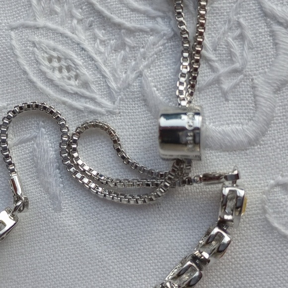 Pastel rainbow rhinestone heart tennis bracelet with bolo clasp silvertone - Picture 8 of 9